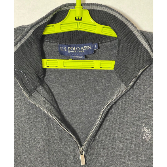 U.S. Polo Ass. Quarter Zip Sweatshirt Black Size Large - See Description - Picture 4 of 8
